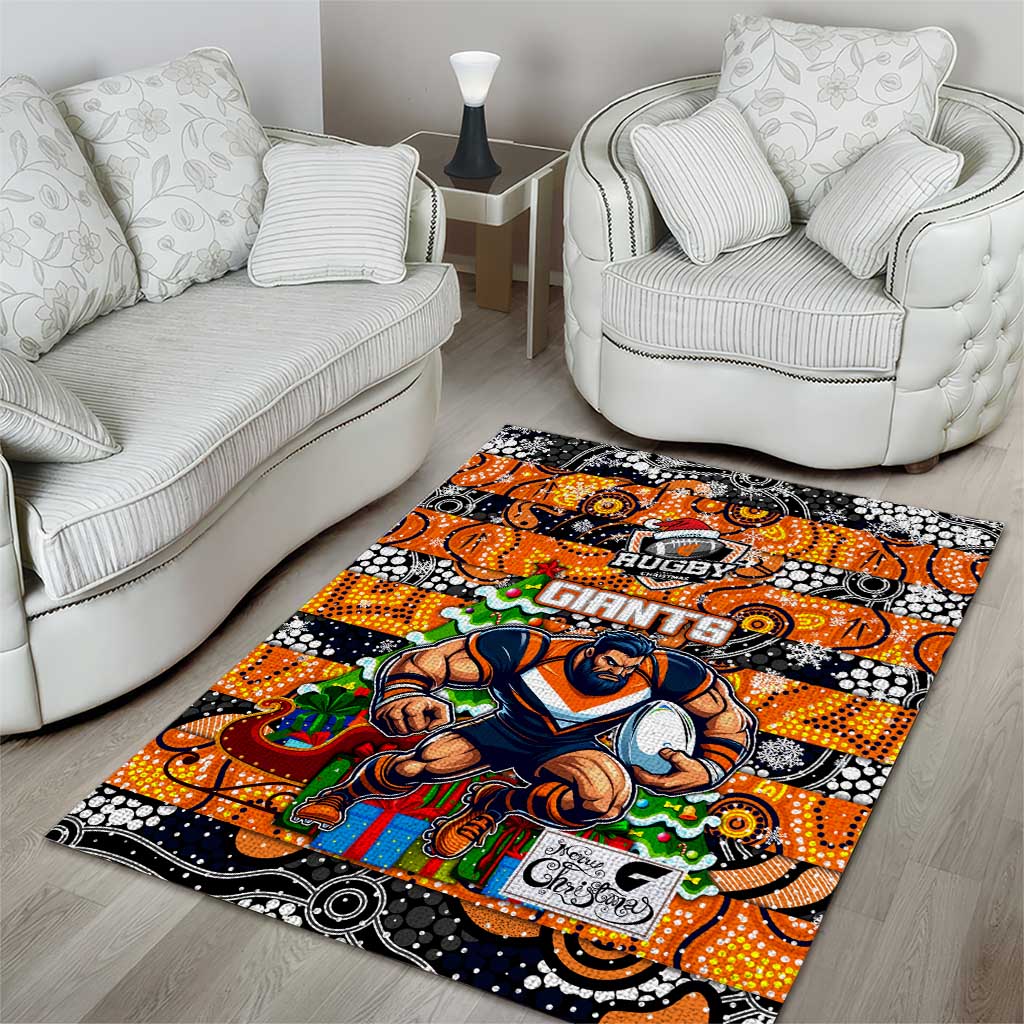 Giants Football Merry Christmas Area Rug Indigenous Australian Art - Vibe Hoodie Shop