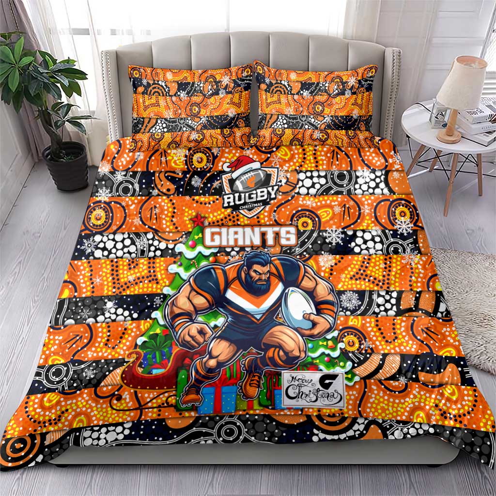 Giants Football Merry Christmas Bedding Set Indigenous Australian Art - Vibe Hoodie Shop
