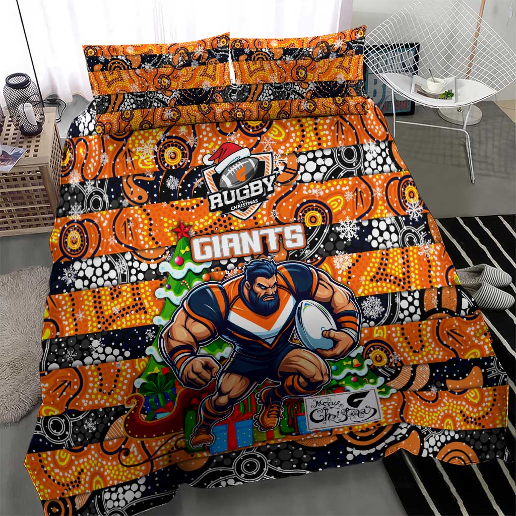 Giants Football Merry Christmas Bedding Set Indigenous Australian Art - Vibe Hoodie Shop