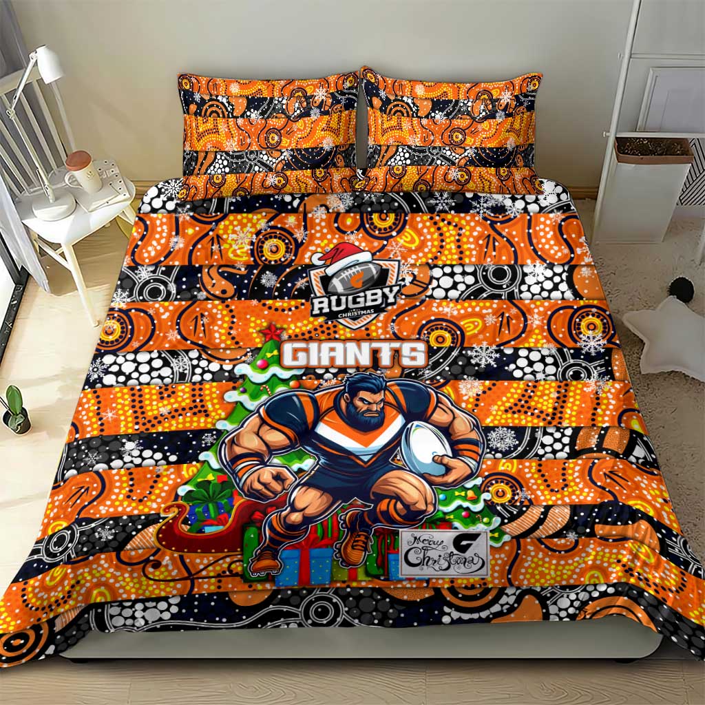 Giants Football Merry Christmas Bedding Set Indigenous Australian Art - Vibe Hoodie Shop