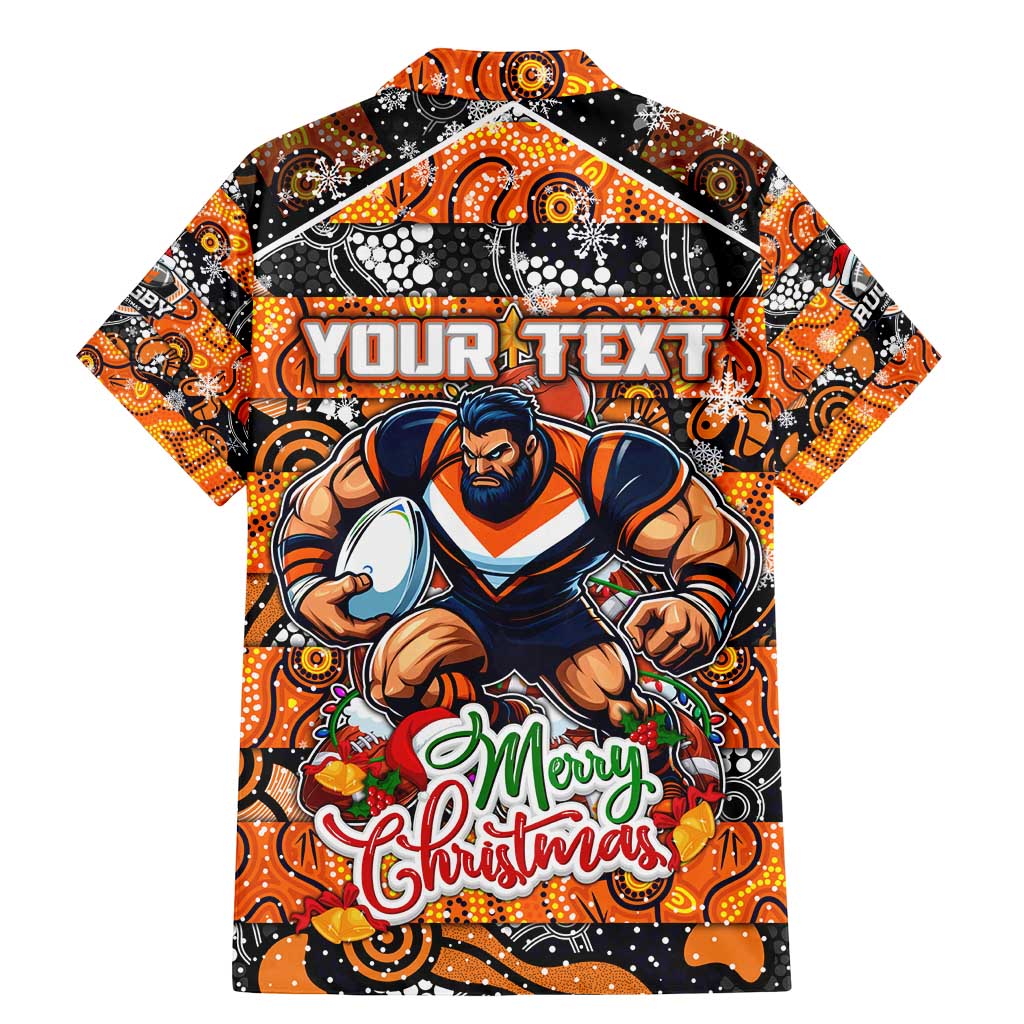 Custom Giants Rugby Merry Christmas Family Matching Mermaid Dress and Hawaiian Shirt Indigenous Australian Art