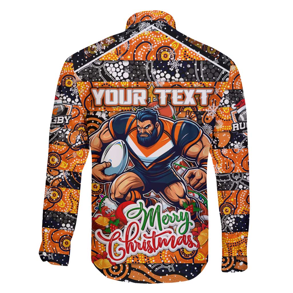 Custom Giants Rugby Merry Christmas Family Matching Mermaid Dress and Hawaiian Shirt Indigenous Australian Art