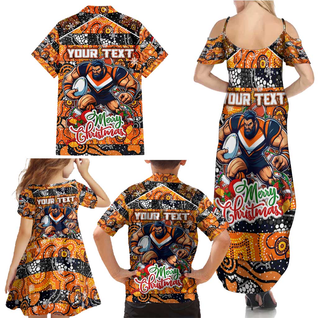 Custom Giants Rugby Merry Christmas Family Matching Summer Maxi Dress and Hawaiian Shirt Indigenous Australian Art