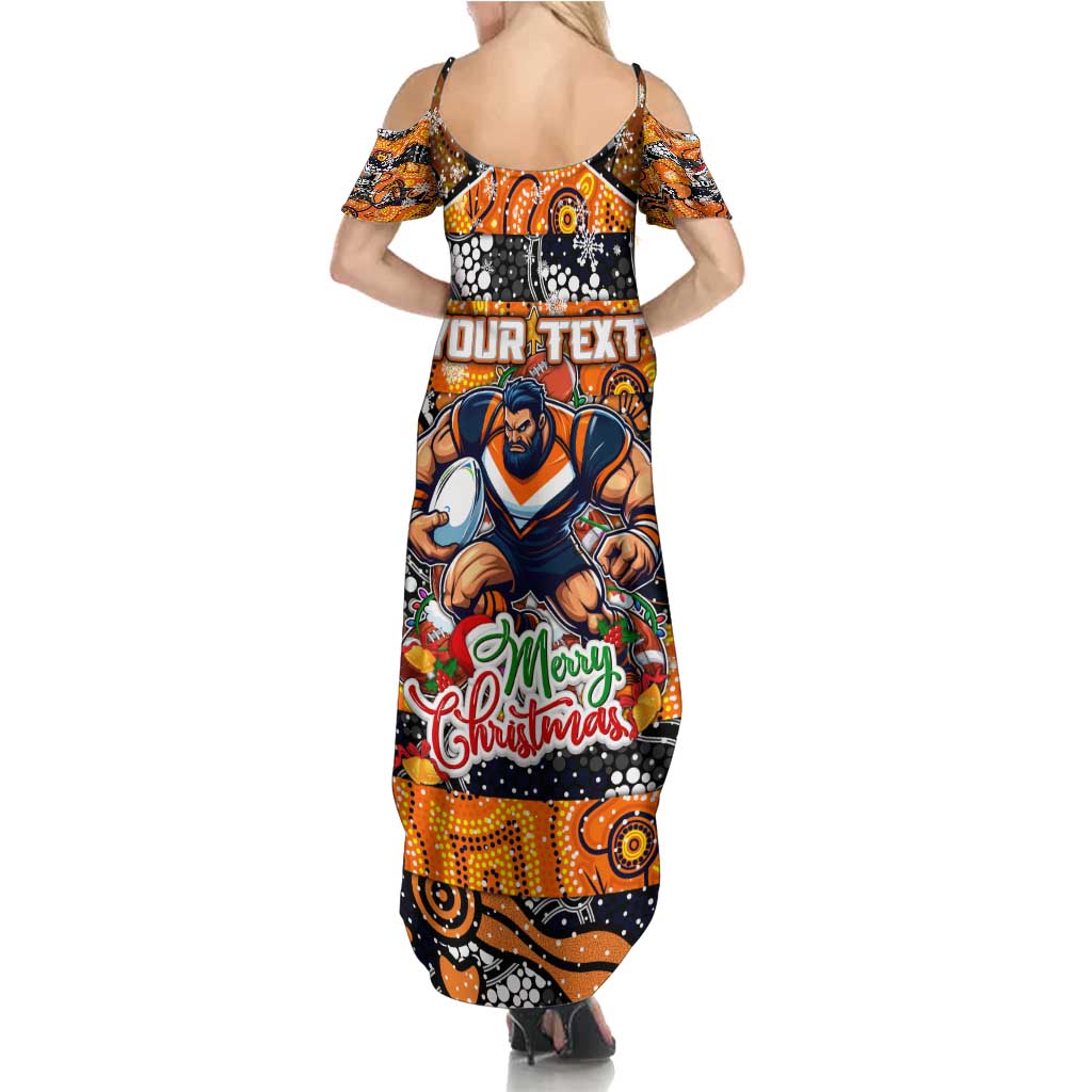 Custom Giants Rugby Merry Christmas Family Matching Summer Maxi Dress and Hawaiian Shirt Indigenous Australian Art