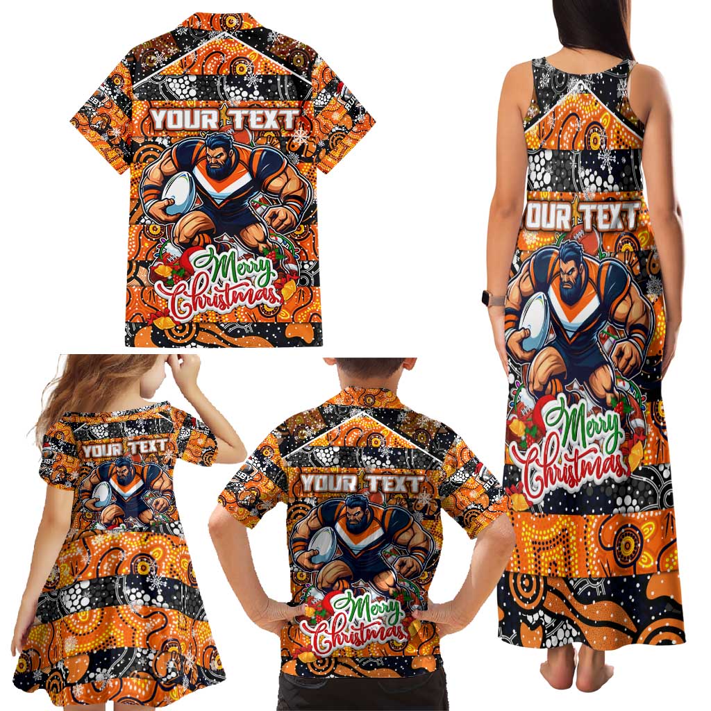 Custom Giants Rugby Merry Christmas Family Matching Tank Maxi Dress and Hawaiian Shirt Indigenous Australian Art