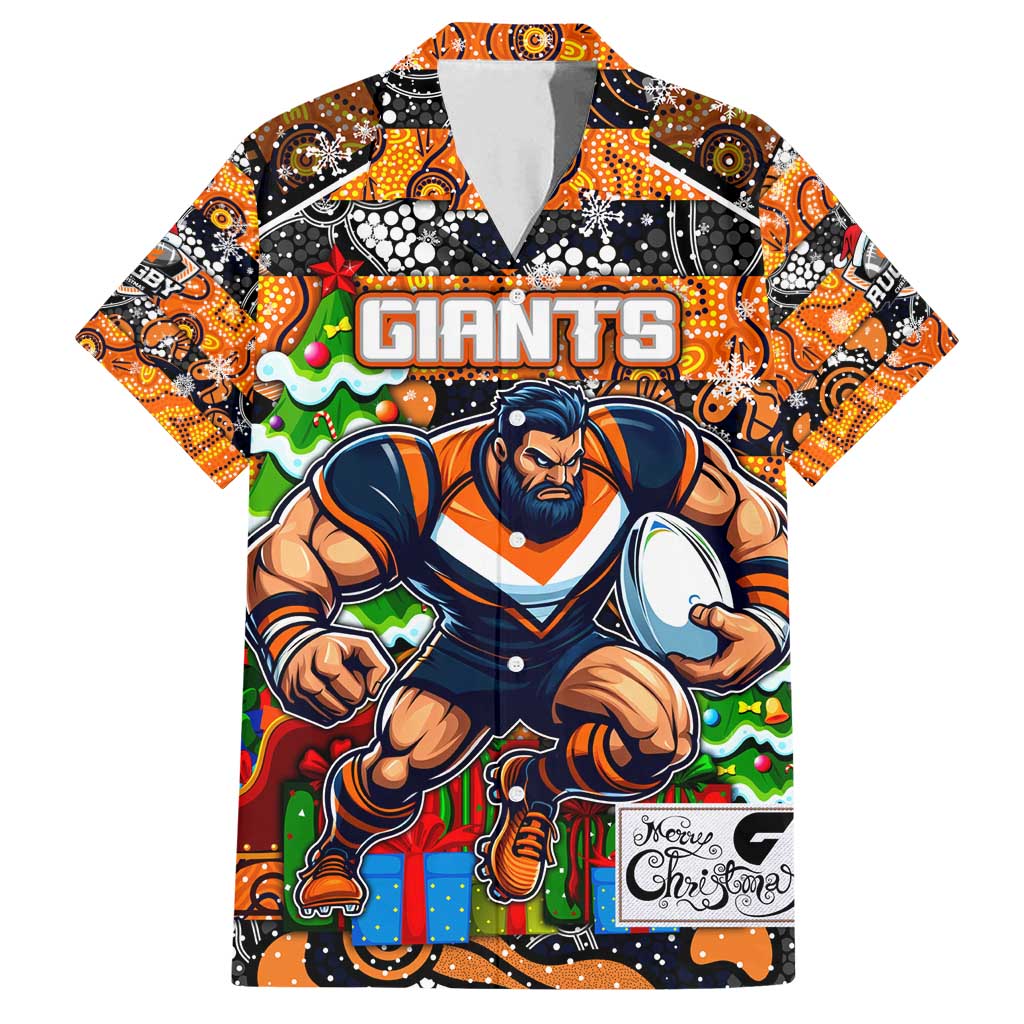 Custom Giants Rugby Merry Christmas Family Matching Tank Maxi Dress and Hawaiian Shirt Indigenous Australian Art