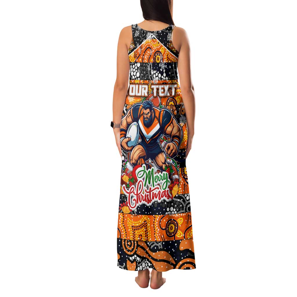 Custom Giants Rugby Merry Christmas Family Matching Tank Maxi Dress and Hawaiian Shirt Indigenous Australian Art