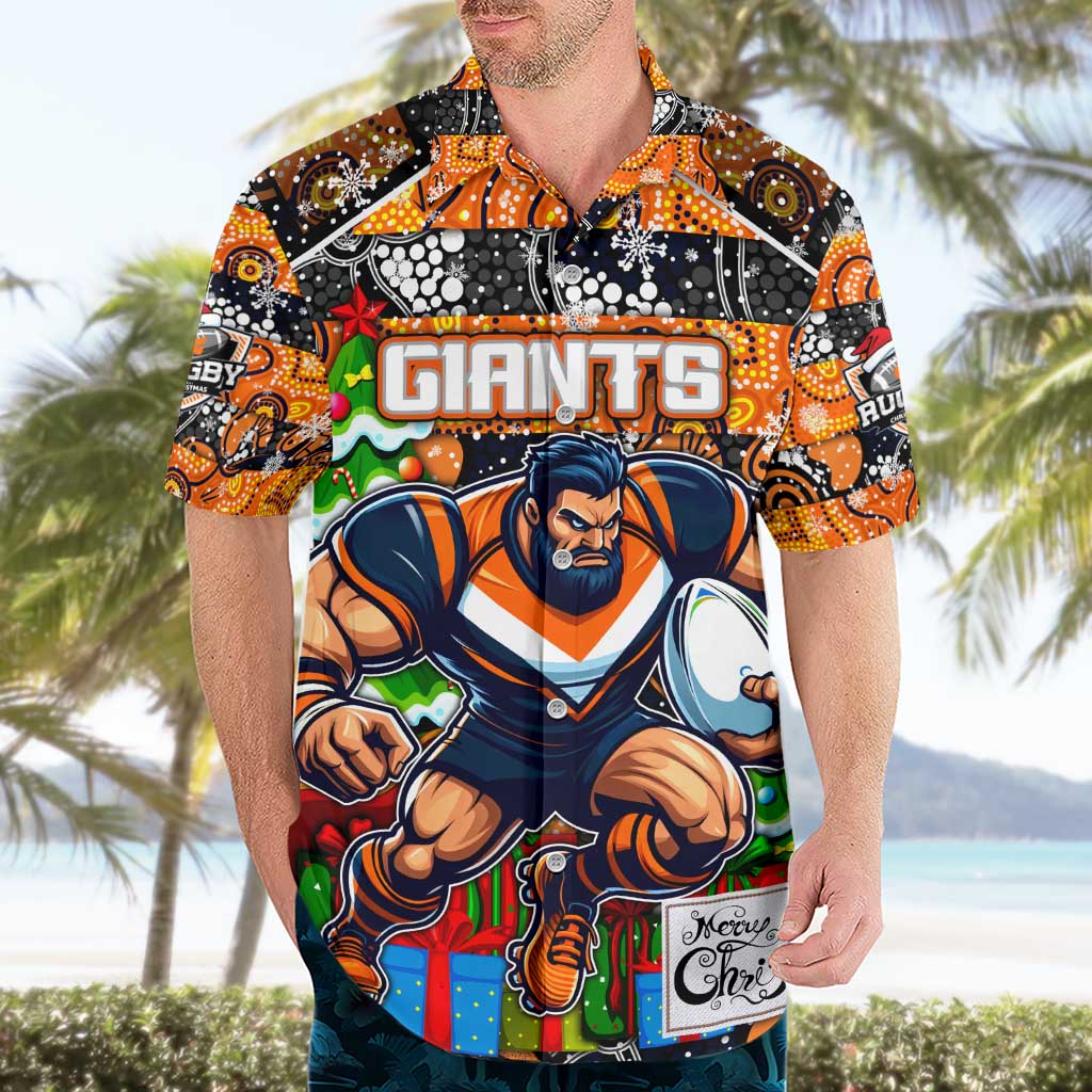 Custom Giants Football Merry Christmas Hawaiian Shirt Indigenous Australian Art - Vibe Hoodie Shop