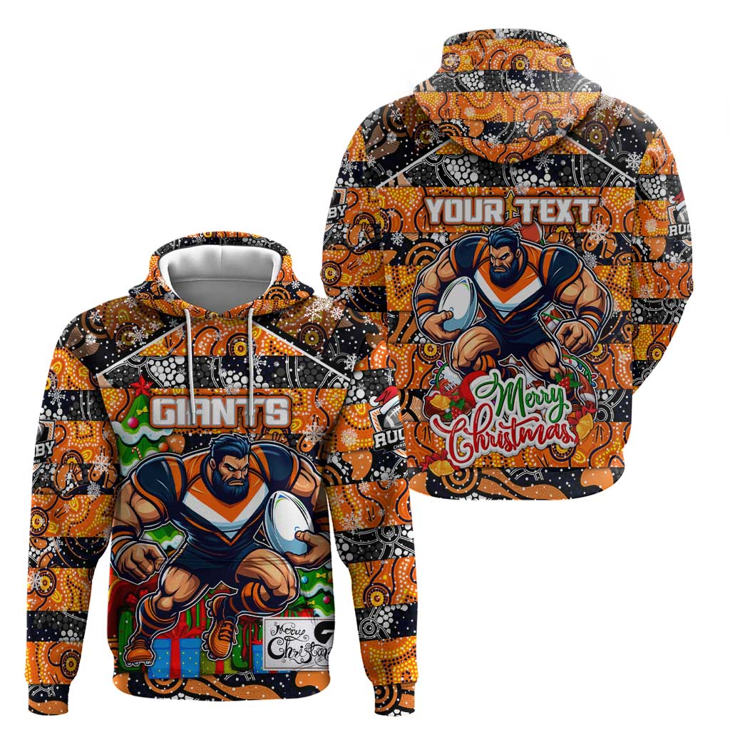 Custom Giants Football Merry Christmas Hoodie Indigenous Australian Art - Vibe Hoodie Shop