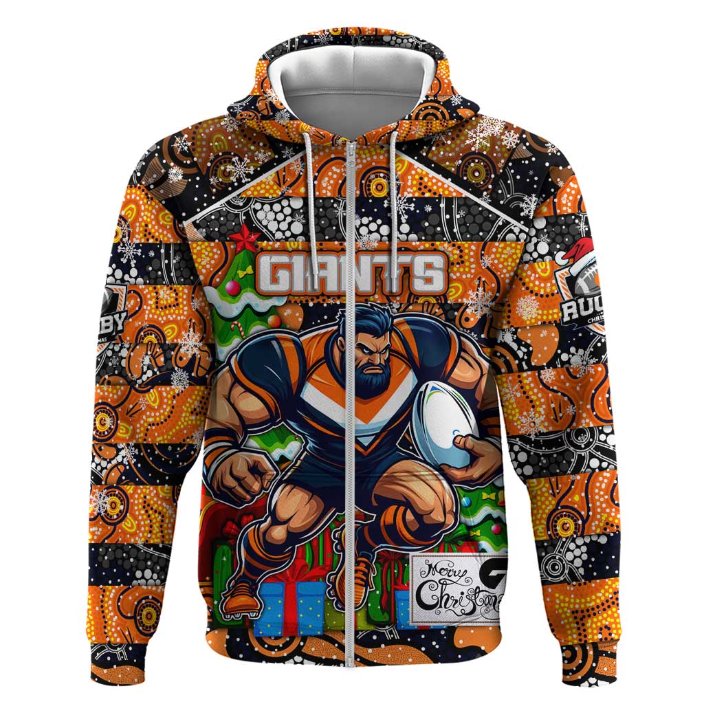 Custom Giants Football Merry Christmas Hoodie Indigenous Australian Art - Vibe Hoodie Shop