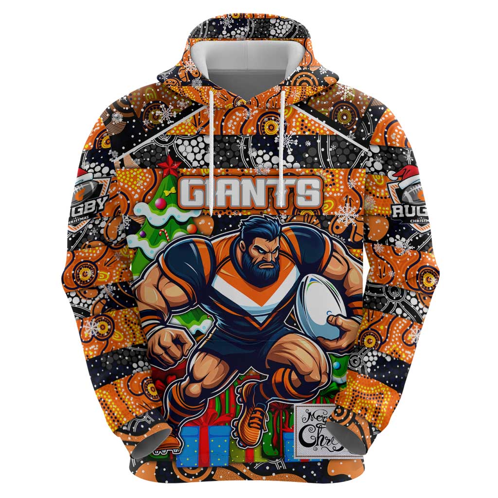 Custom Giants Football Merry Christmas Hoodie Indigenous Australian Art - Vibe Hoodie Shop