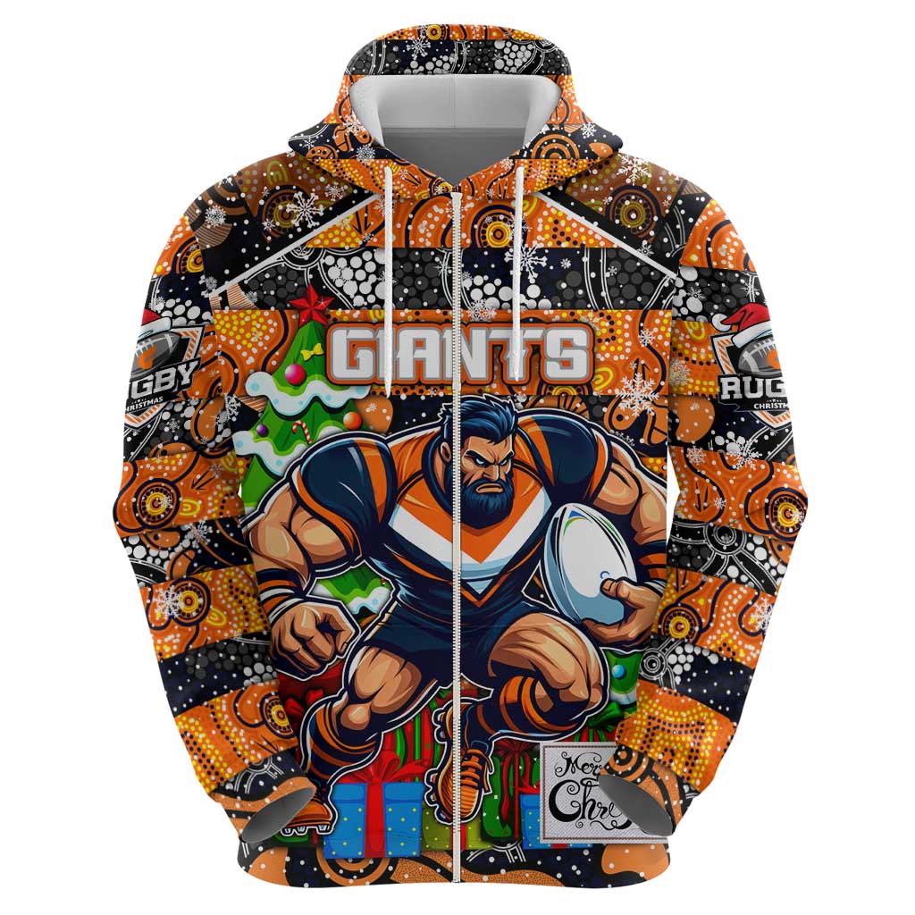 Custom Giants Football Merry Christmas Hoodie Indigenous Australian Art - Vibe Hoodie Shop