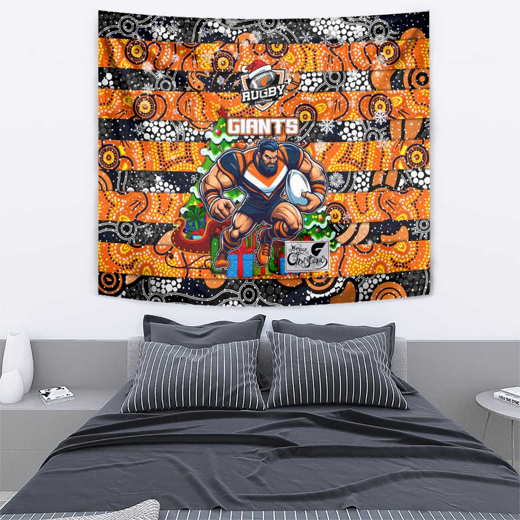 Giants Football Merry Christmas Tapestry Indigenous Australian Art - Vibe Hoodie Shop