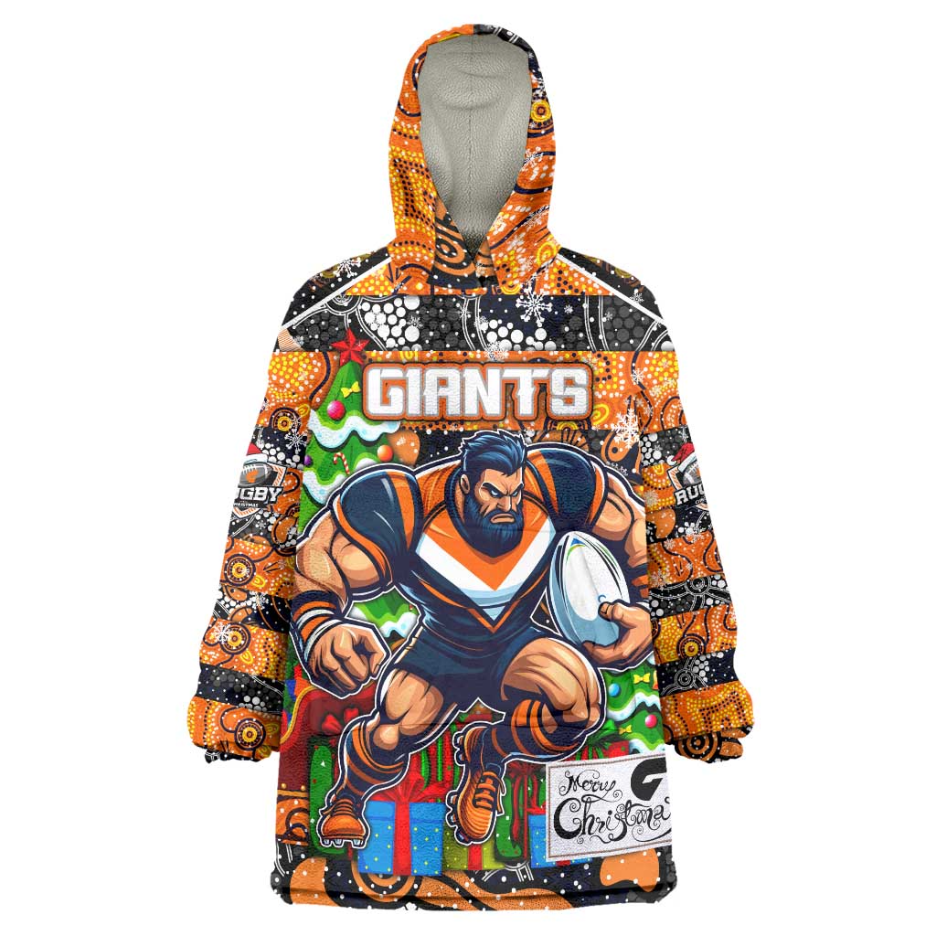 Custom Giants Football Merry Christmas Wearable Blanket Hoodie Indigenous Australian Art - Vibe Hoodie Shop