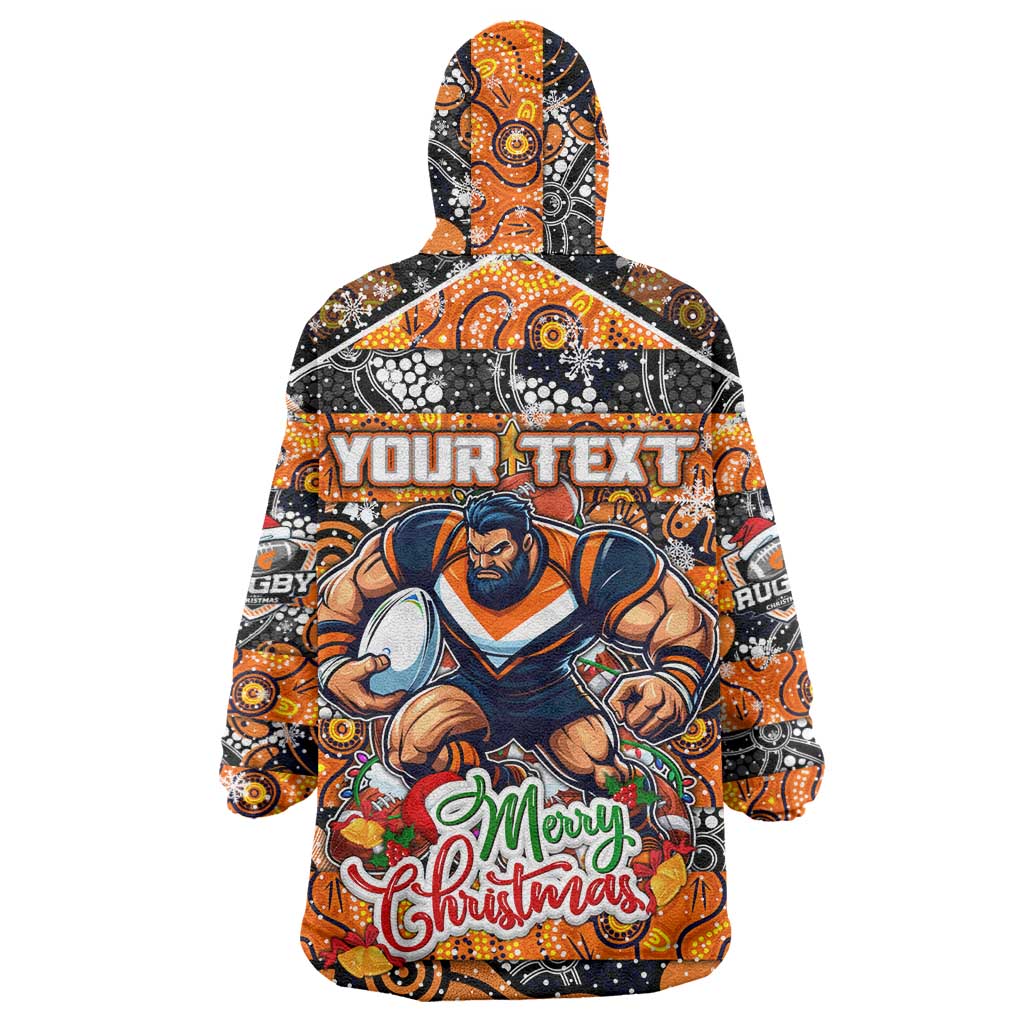 Custom Giants Football Merry Christmas Wearable Blanket Hoodie Indigenous Australian Art - Vibe Hoodie Shop