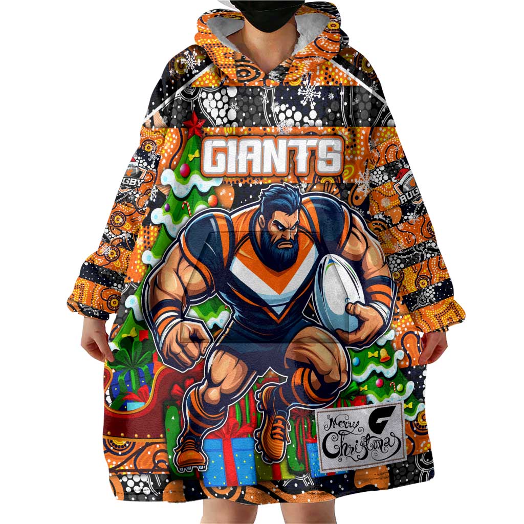 Custom Giants Football Merry Christmas Wearable Blanket Hoodie Indigenous Australian Art - Vibe Hoodie Shop