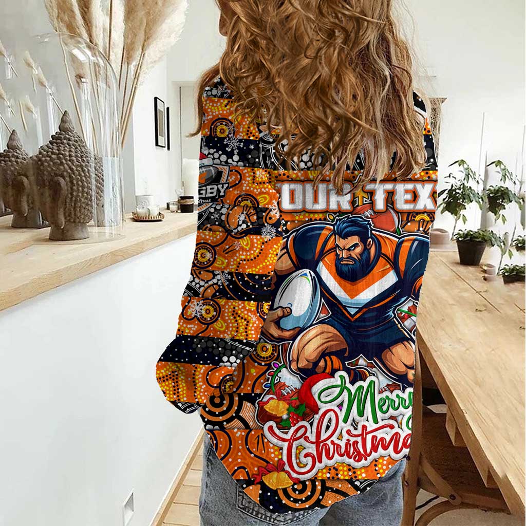 Custom Giants Football Merry Christmas Women Casual Shirt Indigenous Australian Art - Vibe Hoodie Shop