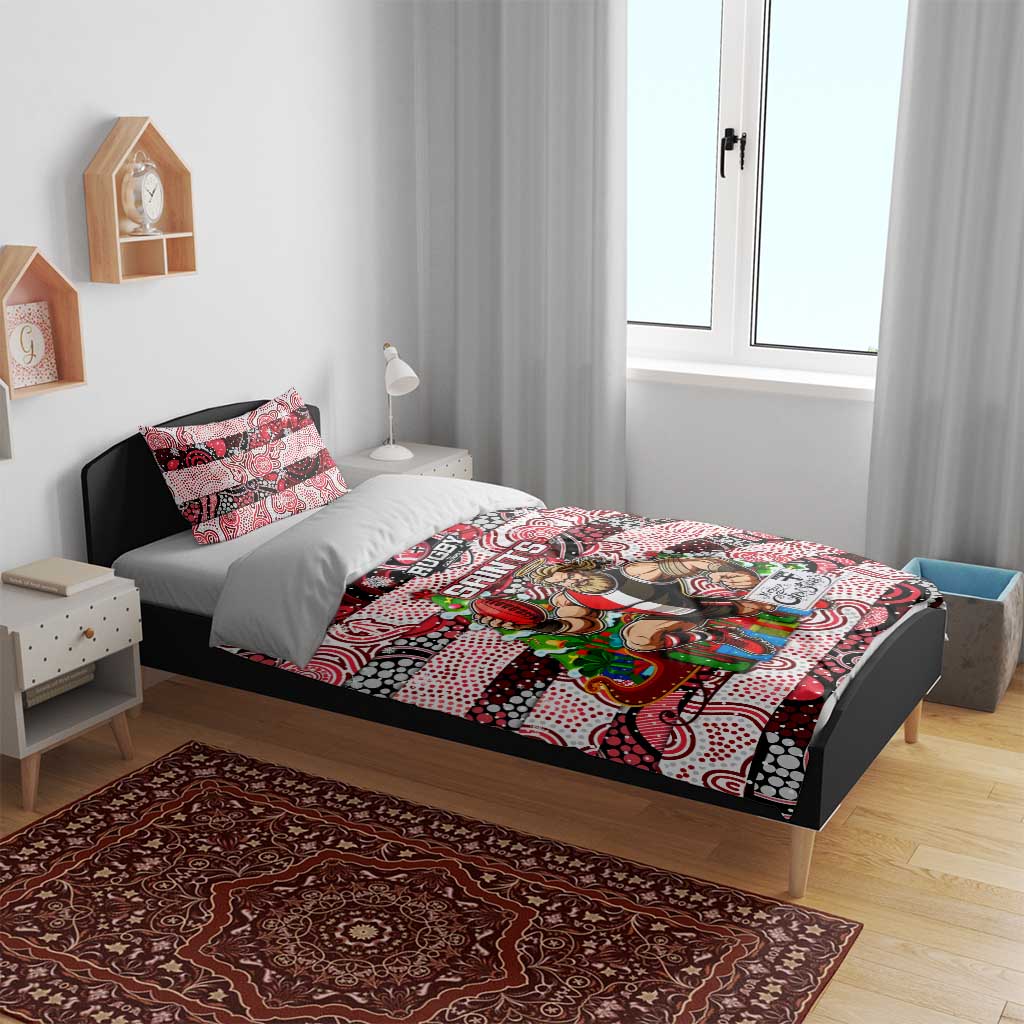 Saints Football Merry Christmas Bedding Set Indigenous Australian Art - Vibe Hoodie Shop