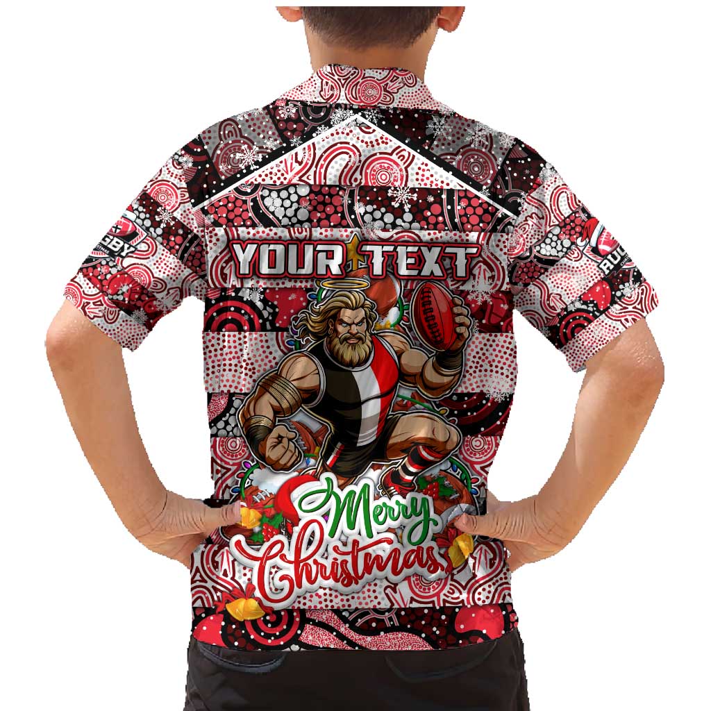 Custom Saints Rugby Merry Christmas Family Matching Mermaid Dress and Hawaiian Shirt Indigenous Australian Art