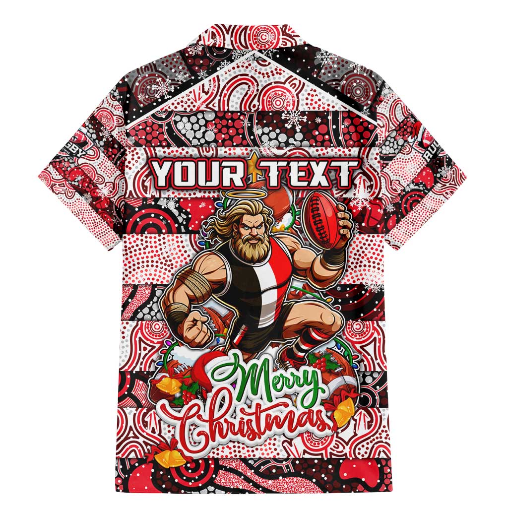 Custom Saints Rugby Merry Christmas Family Matching Mermaid Dress and Hawaiian Shirt Indigenous Australian Art