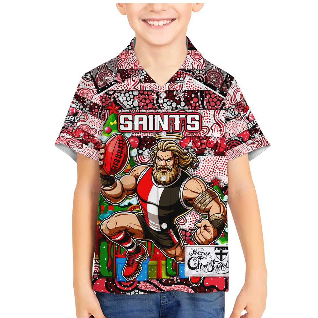 Custom Saints Rugby Merry Christmas Family Matching Mermaid Dress and Hawaiian Shirt Indigenous Australian Art