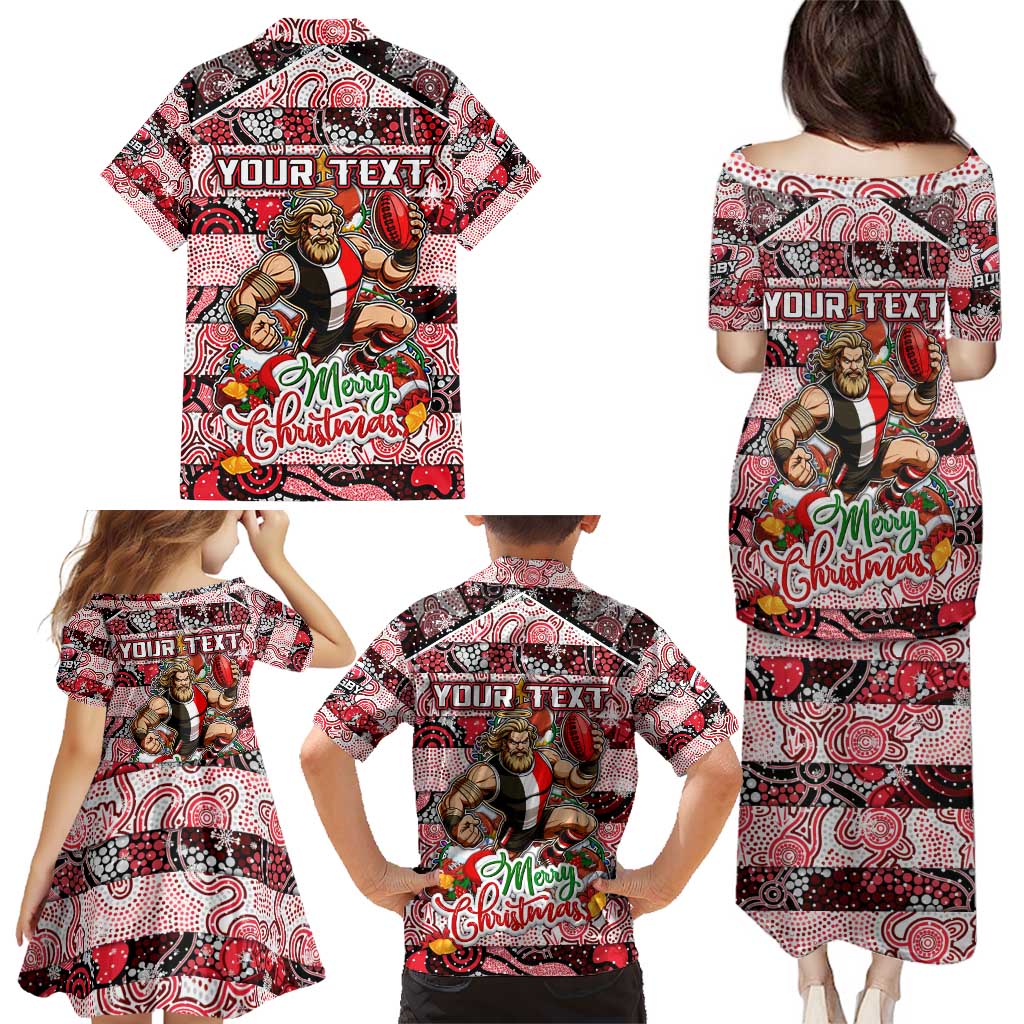 Custom Saints Rugby Merry Christmas Family Matching Puletasi and Hawaiian Shirt Indigenous Australian Art