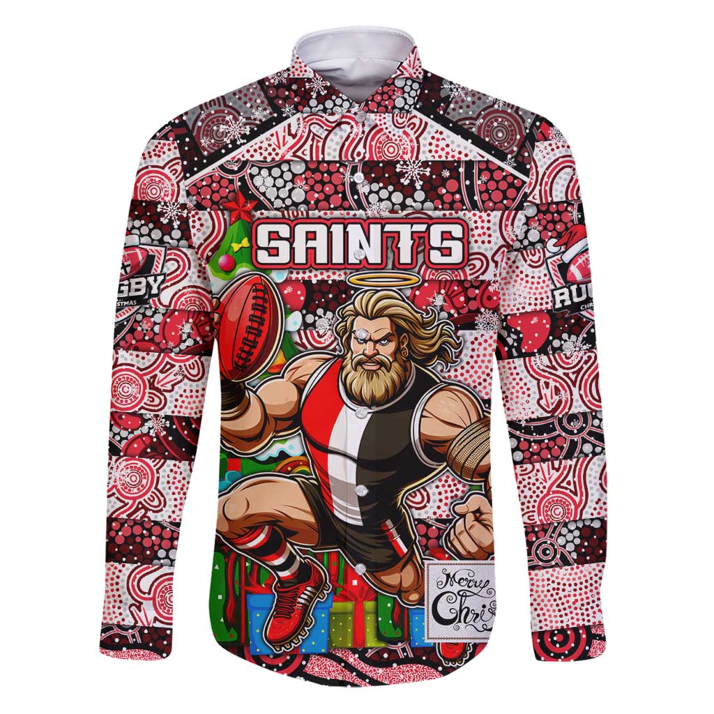 Custom Saints Rugby Merry Christmas Family Matching Puletasi and Hawaiian Shirt Indigenous Australian Art