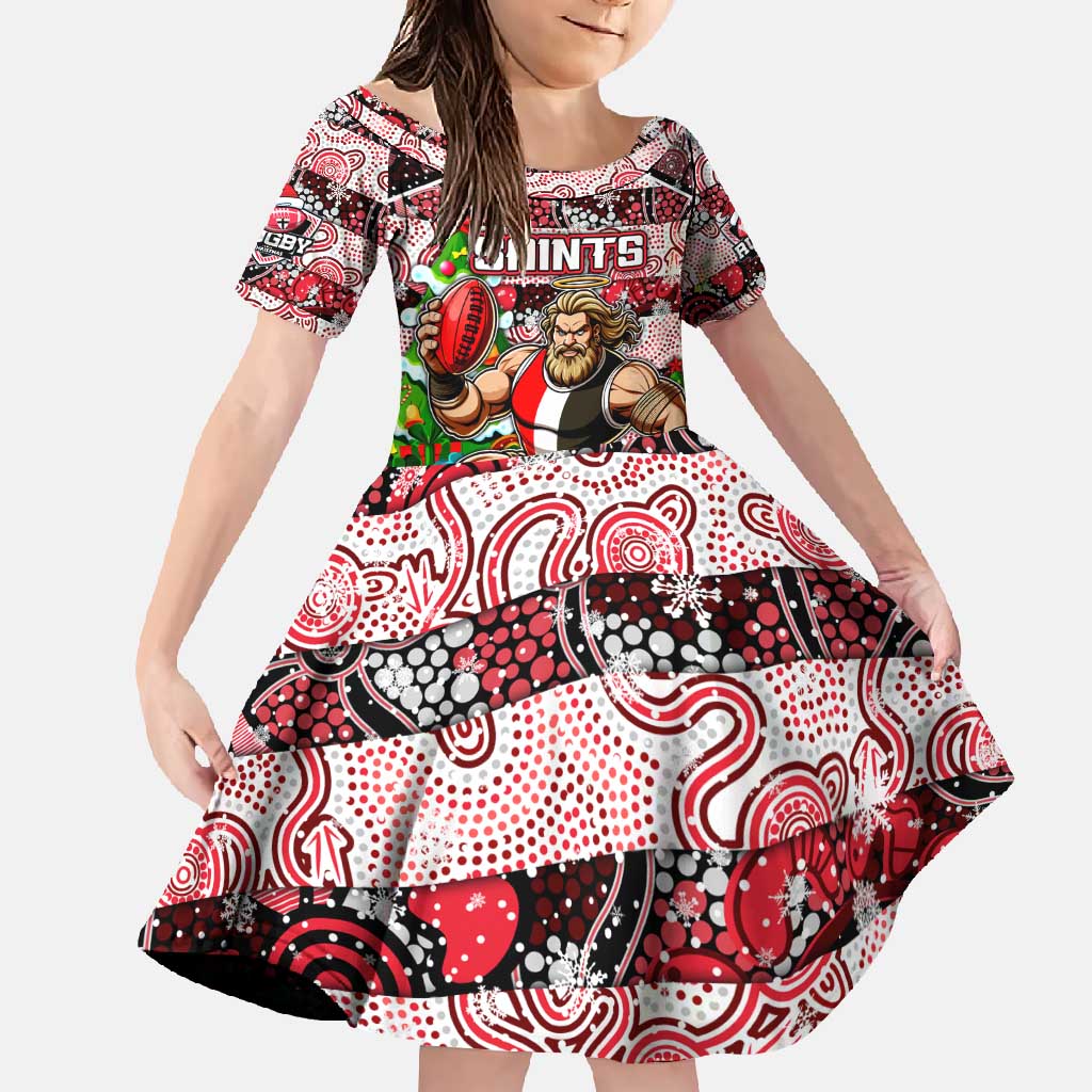 Custom Saints Rugby Merry Christmas Family Matching Summer Maxi Dress and Hawaiian Shirt Indigenous Australian Art