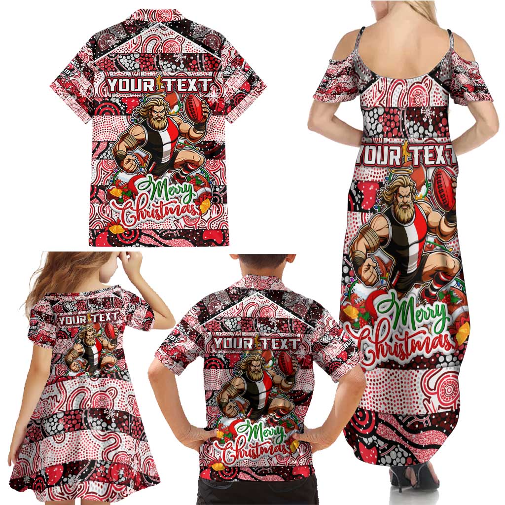 Custom Saints Rugby Merry Christmas Family Matching Summer Maxi Dress and Hawaiian Shirt Indigenous Australian Art