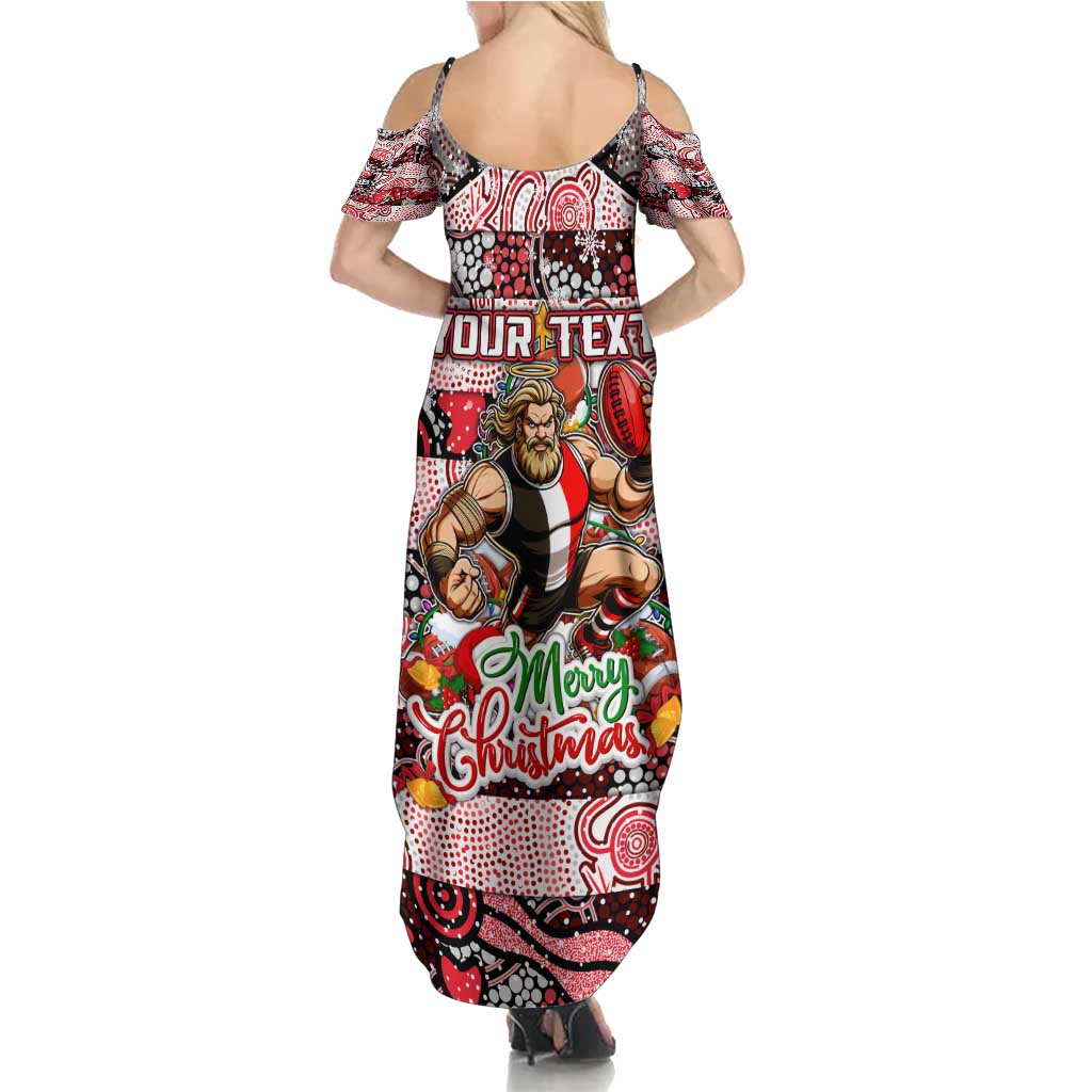 Custom Saints Rugby Merry Christmas Family Matching Summer Maxi Dress and Hawaiian Shirt Indigenous Australian Art