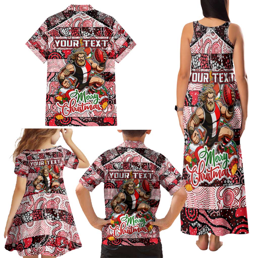 Custom Saints Rugby Merry Christmas Family Matching Tank Maxi Dress and Hawaiian Shirt Indigenous Australian Art