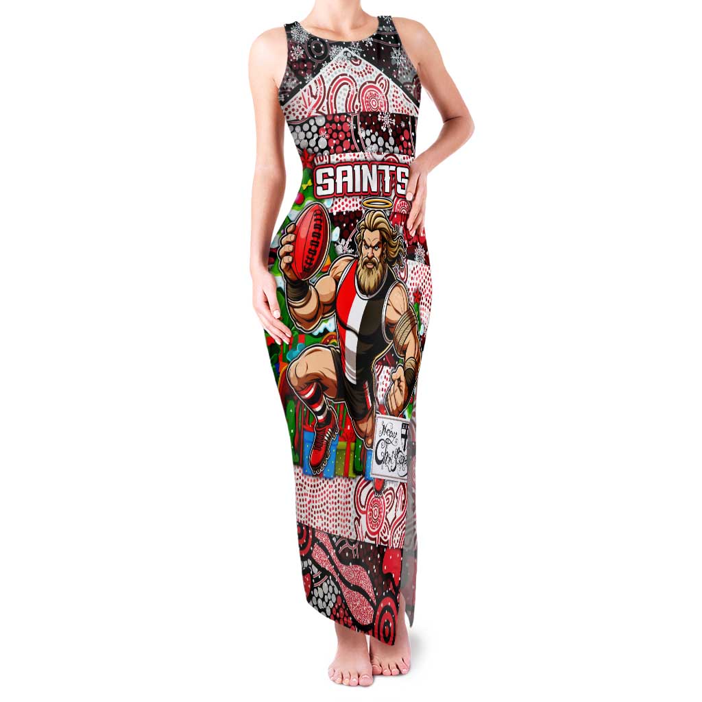 Custom Saints Rugby Merry Christmas Family Matching Tank Maxi Dress and Hawaiian Shirt Indigenous Australian Art
