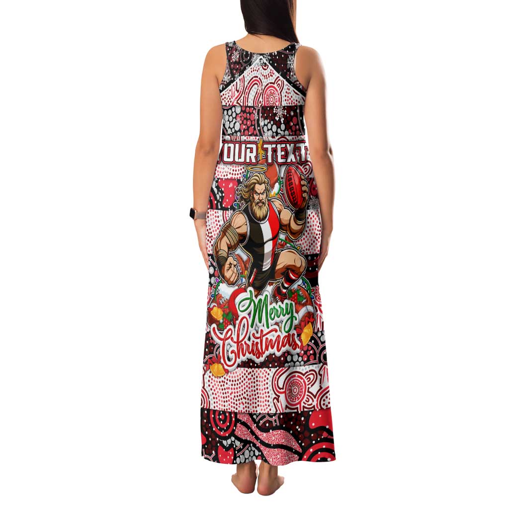 Custom Saints Rugby Merry Christmas Family Matching Tank Maxi Dress and Hawaiian Shirt Indigenous Australian Art