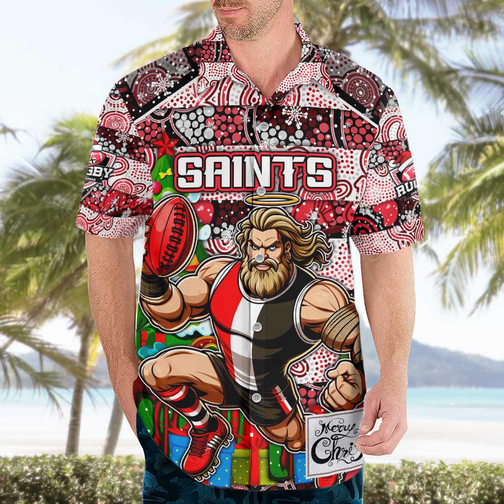 Custom Saints Football Merry Christmas Hawaiian Shirt Indigenous Australian Art - Vibe Hoodie Shop