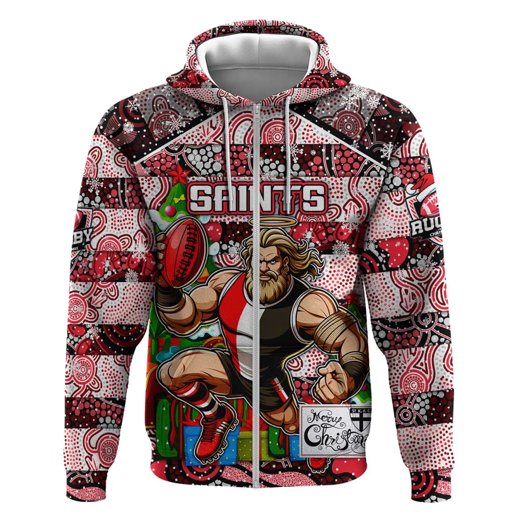 Custom Saints Football Merry Christmas Hoodie Indigenous Australian Art - Vibe Hoodie Shop