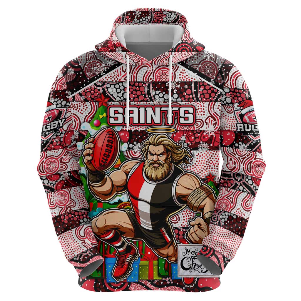 Custom Saints Football Merry Christmas Hoodie Indigenous Australian Art - Vibe Hoodie Shop