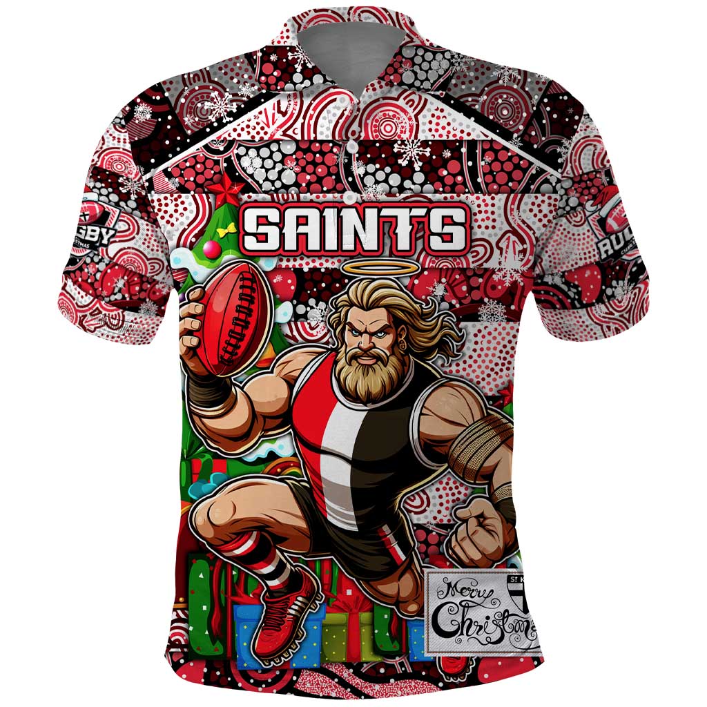 Custom Saints Football Merry Christmas Polo Shirt Indigenous Australian Art - Vibe Hoodie Shop