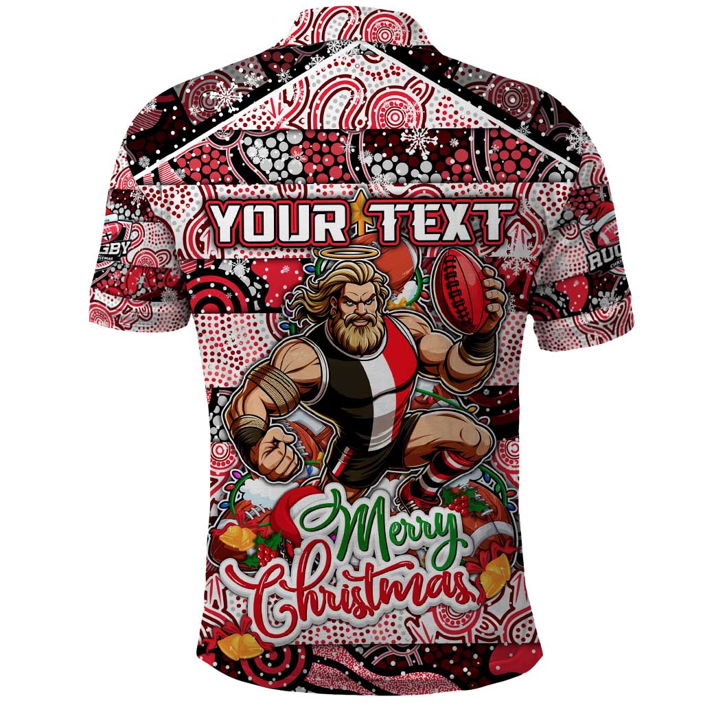 Custom Saints Football Merry Christmas Polo Shirt Indigenous Australian Art - Vibe Hoodie Shop