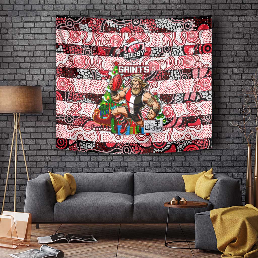 Saints Football Merry Christmas Tapestry Indigenous Australian Art - Vibe Hoodie Shop