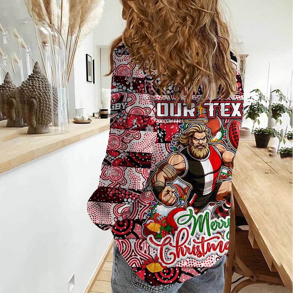 Custom Saints Football Merry Christmas Women Casual Shirt Indigenous Australian Art - Vibe Hoodie Shop