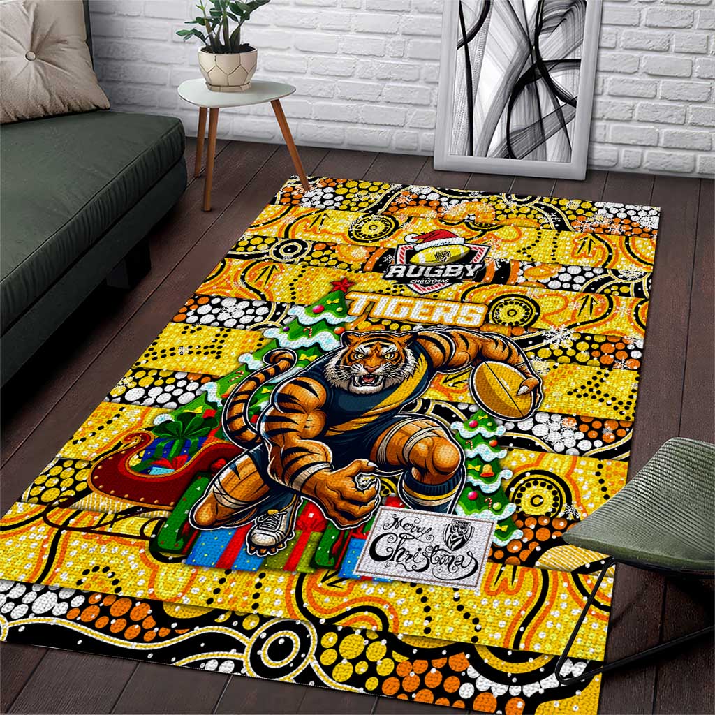 Richmond Tigers Football Merry Christmas Area Rug Indigenous Australian Art - Vibe Hoodie Shop