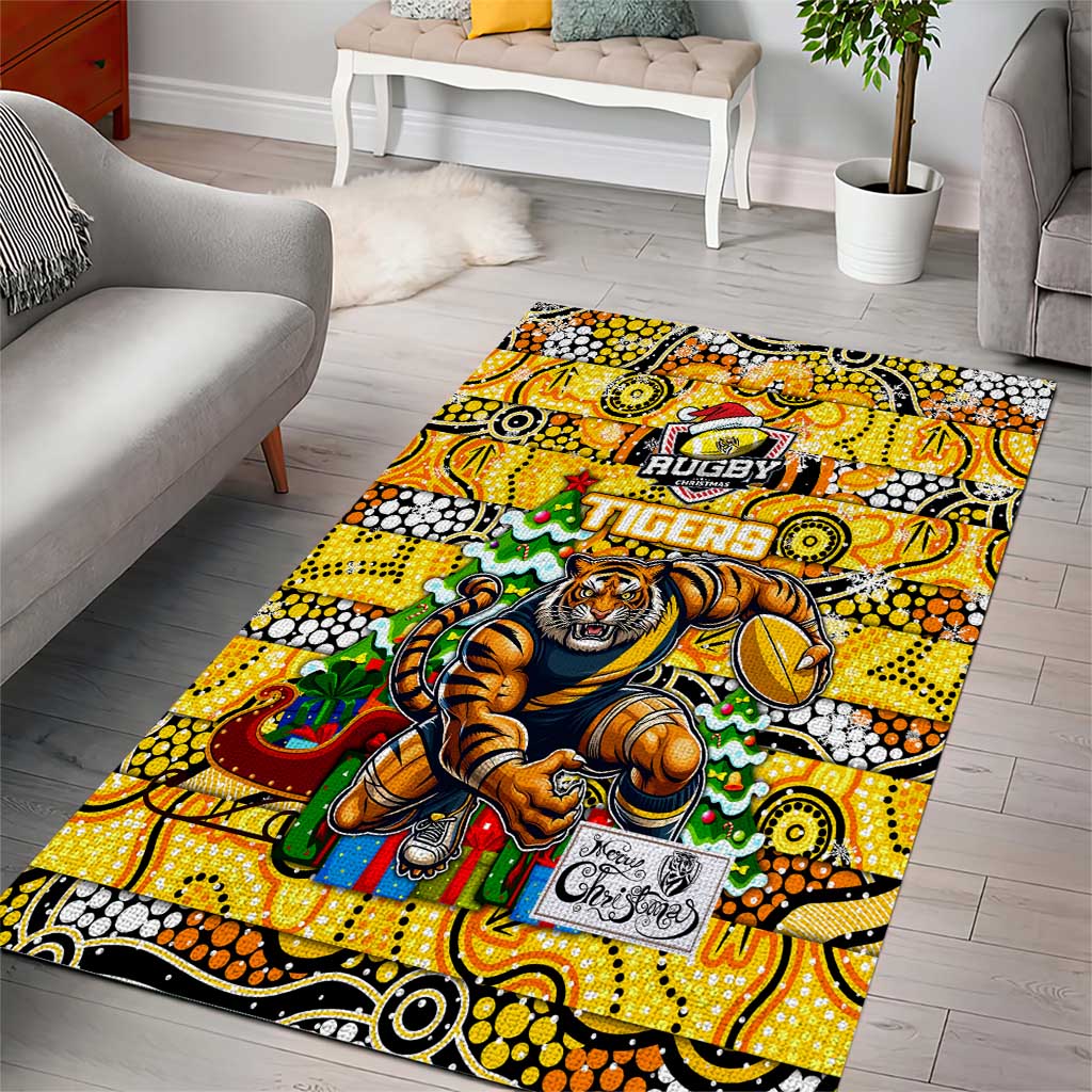 Richmond Tigers Football Merry Christmas Area Rug Indigenous Australian Art - Vibe Hoodie Shop