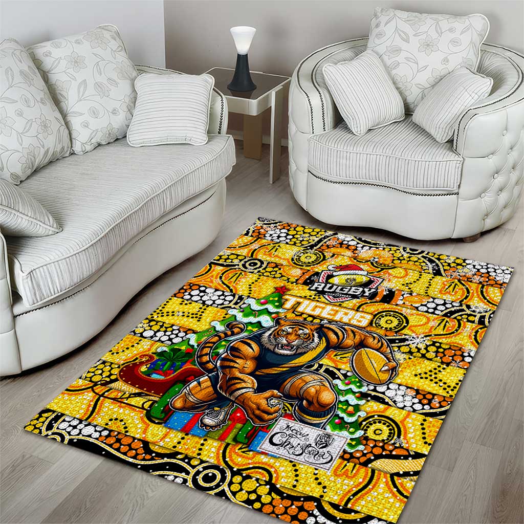 Richmond Tigers Football Merry Christmas Area Rug Indigenous Australian Art - Vibe Hoodie Shop