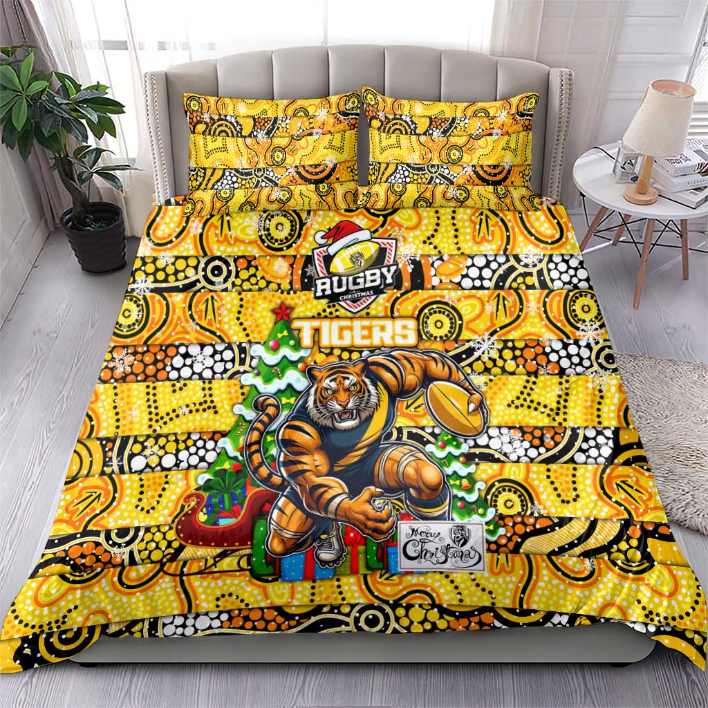 Richmond Tigers Football Merry Christmas Bedding Set Indigenous Australian Art - Vibe Hoodie Shop