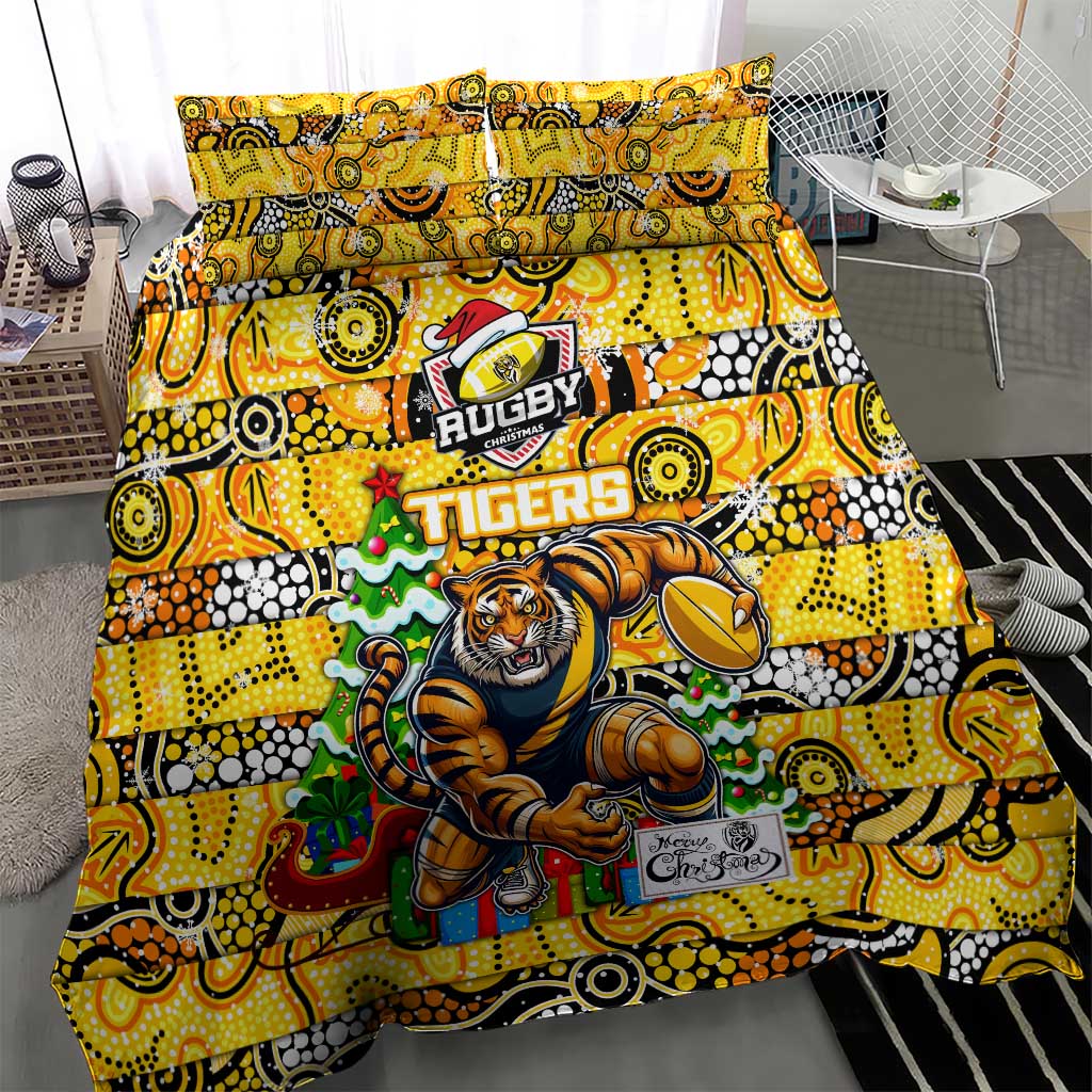 Richmond Tigers Football Merry Christmas Bedding Set Indigenous Australian Art - Vibe Hoodie Shop
