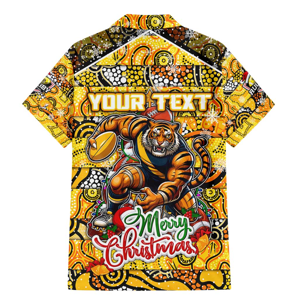 Custom Richmond Tigers Football Merry Christmas Family Matching Mermaid Dress and Hawaiian Shirt Indigenous Australian Art