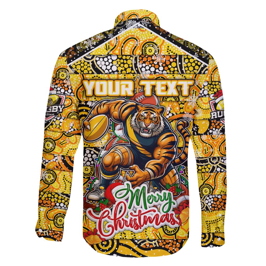Custom Richmond Tigers Football Merry Christmas Family Matching Mermaid Dress and Hawaiian Shirt Indigenous Australian Art