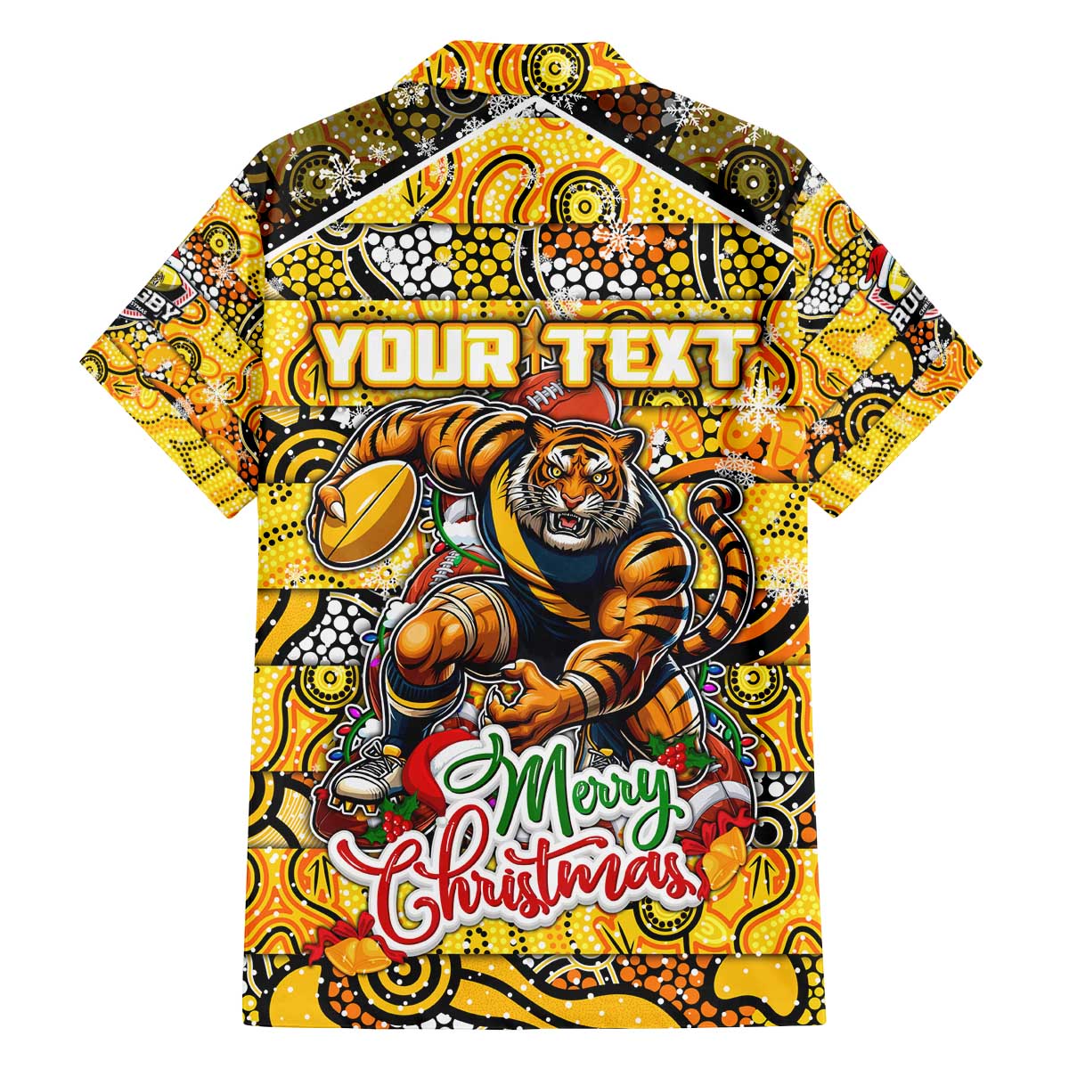 Custom Richmond Tigers Football Merry Christmas Family Matching Off The Shoulder Long Sleeve Dress and Hawaiian Shirt Indigenous Australian Art