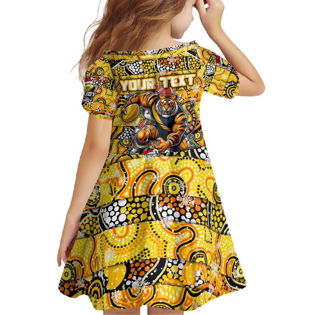 Custom Richmond Tigers Football Merry Christmas Family Matching Off Shoulder Maxi Dress and Hawaiian Shirt Indigenous Australian Art