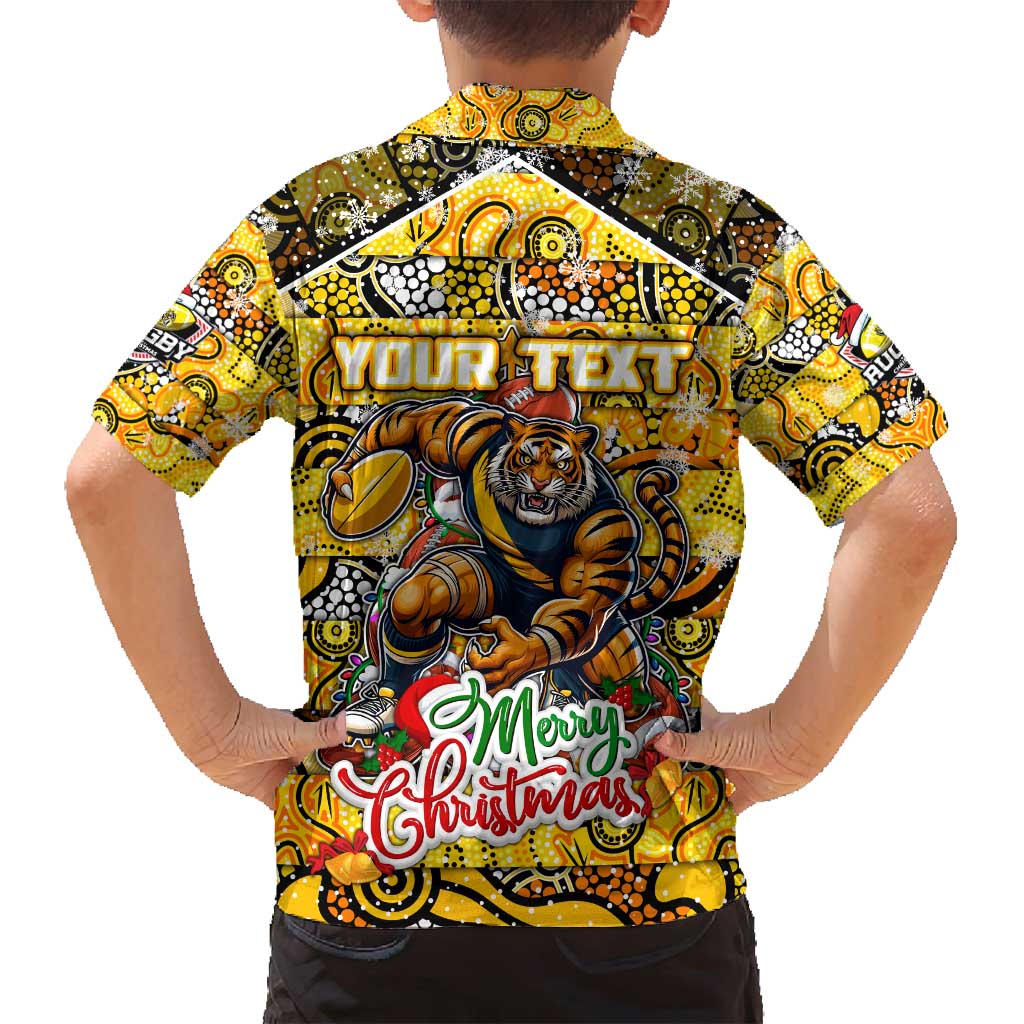 Custom Richmond Tigers Football Merry Christmas Family Matching Puletasi and Hawaiian Shirt Indigenous Australian Art